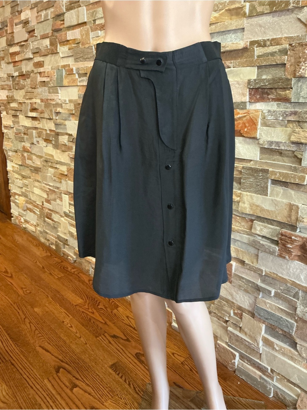 Alexander Wang Black Button-Front Midi Skirt